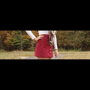 H&M red button up skirt